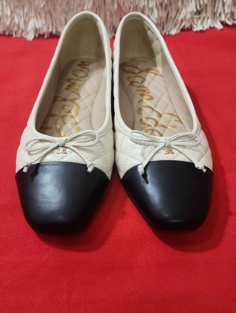 Sam Edelman Marilyn Quilted Two-Tone Ballet Flats in Cream and Black - Picture 12 of 12